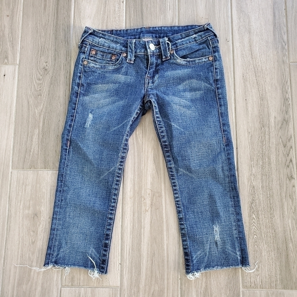 True Religion Cut off Raw Hem Bermuda Shorts Sz 27